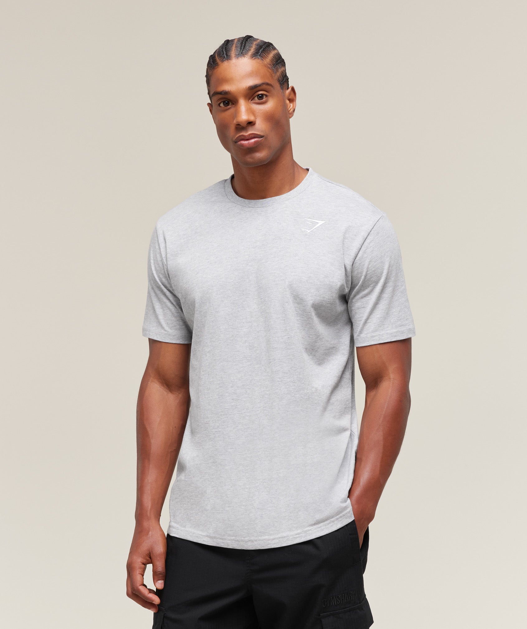 Gymshark Crest T-Shirt Light Grey Marl