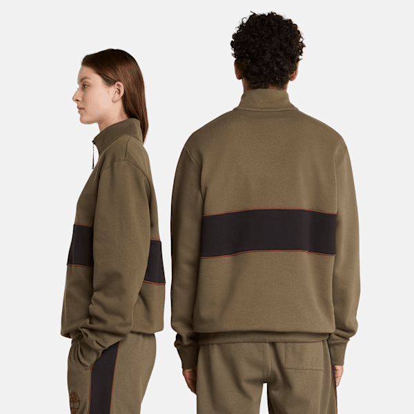 Timberland Cut-And-Sew Quarter-Zip Sweatshirt Leaf Green/Black