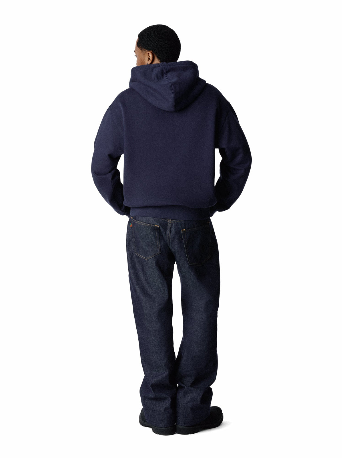 Denim Tears Distressed Tackle Twill Zip Up Hoodie Navy