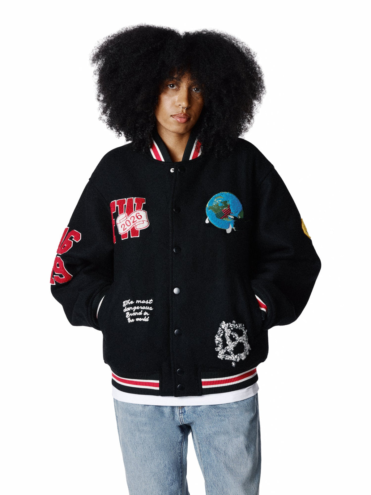 Denim Tears Bobby Huey Reversible Varsity Jacket Black