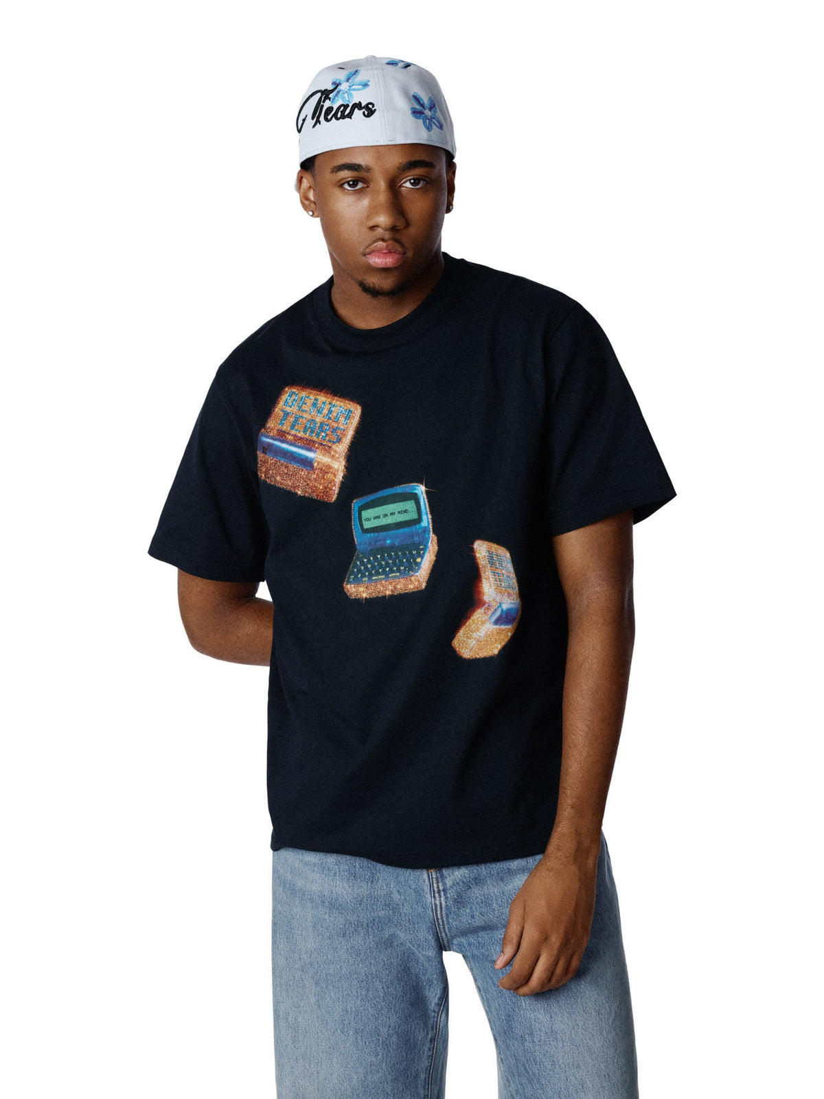 Denim Tears Two-Way Pager Tee Black