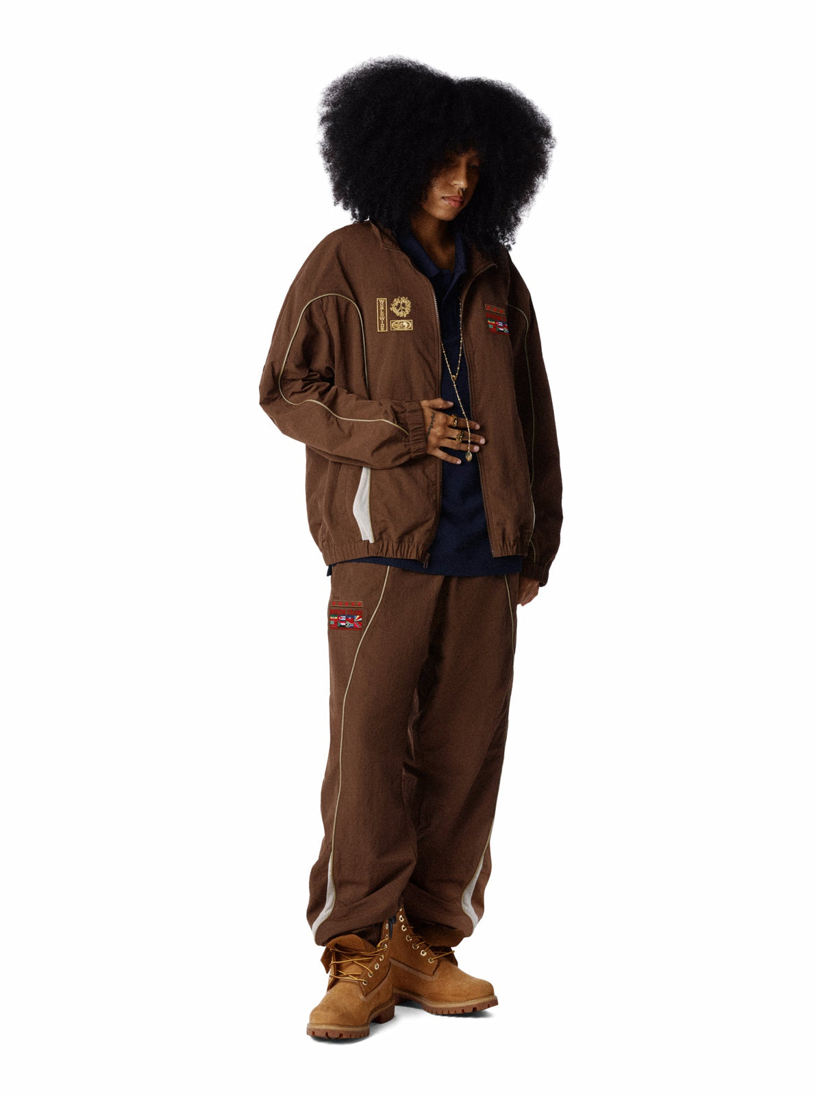 Denim Tears Diaspora Flag Track Jacket Brown