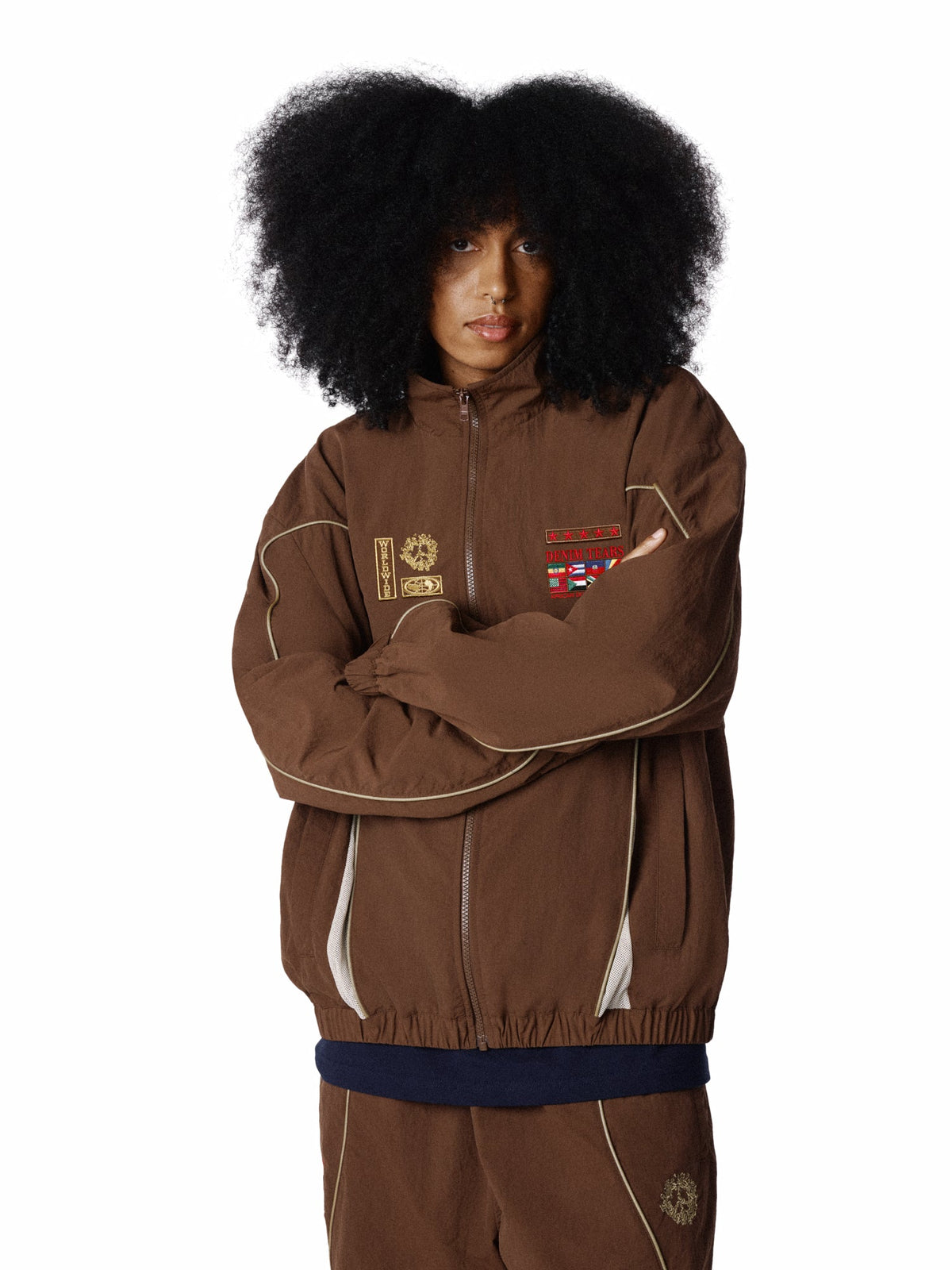 Denim Tears Diaspora Flag Track Jacket Brown