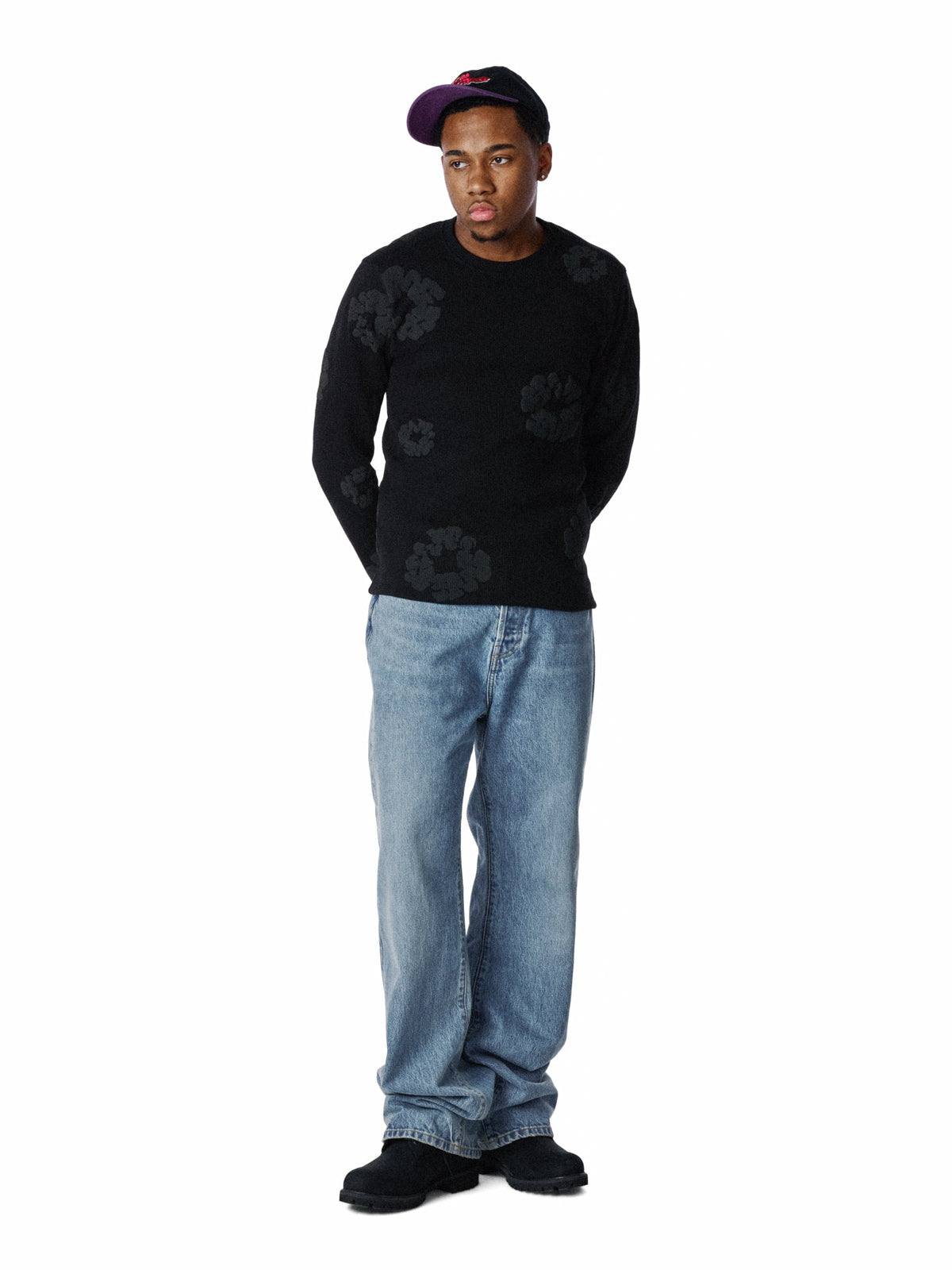 Denim Tears Cotton Wreath Thermal Long Sleeve Black Mono