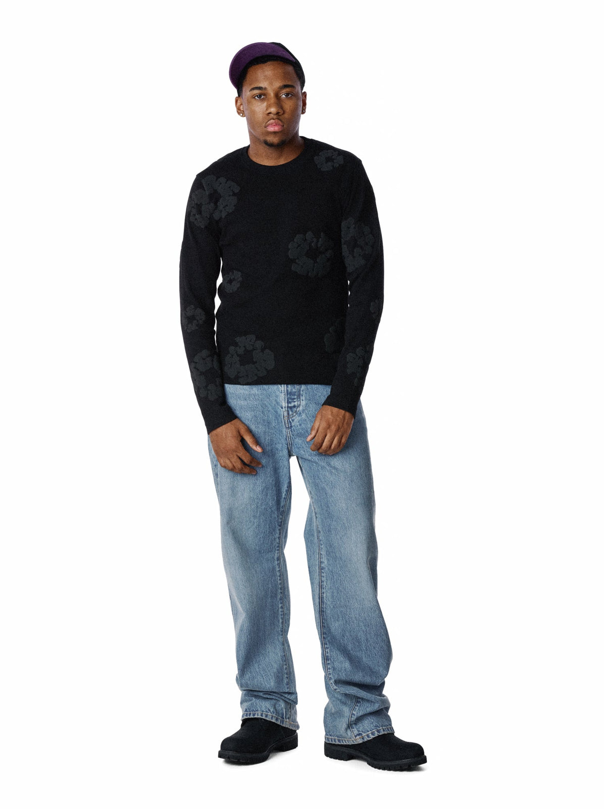 Denim Tears Cotton Wreath Thermal Long Sleeve Black Mono
