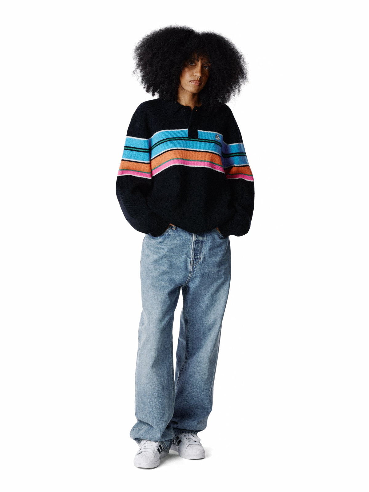 Denim Tears Knit Striped Polo Sweater Multi