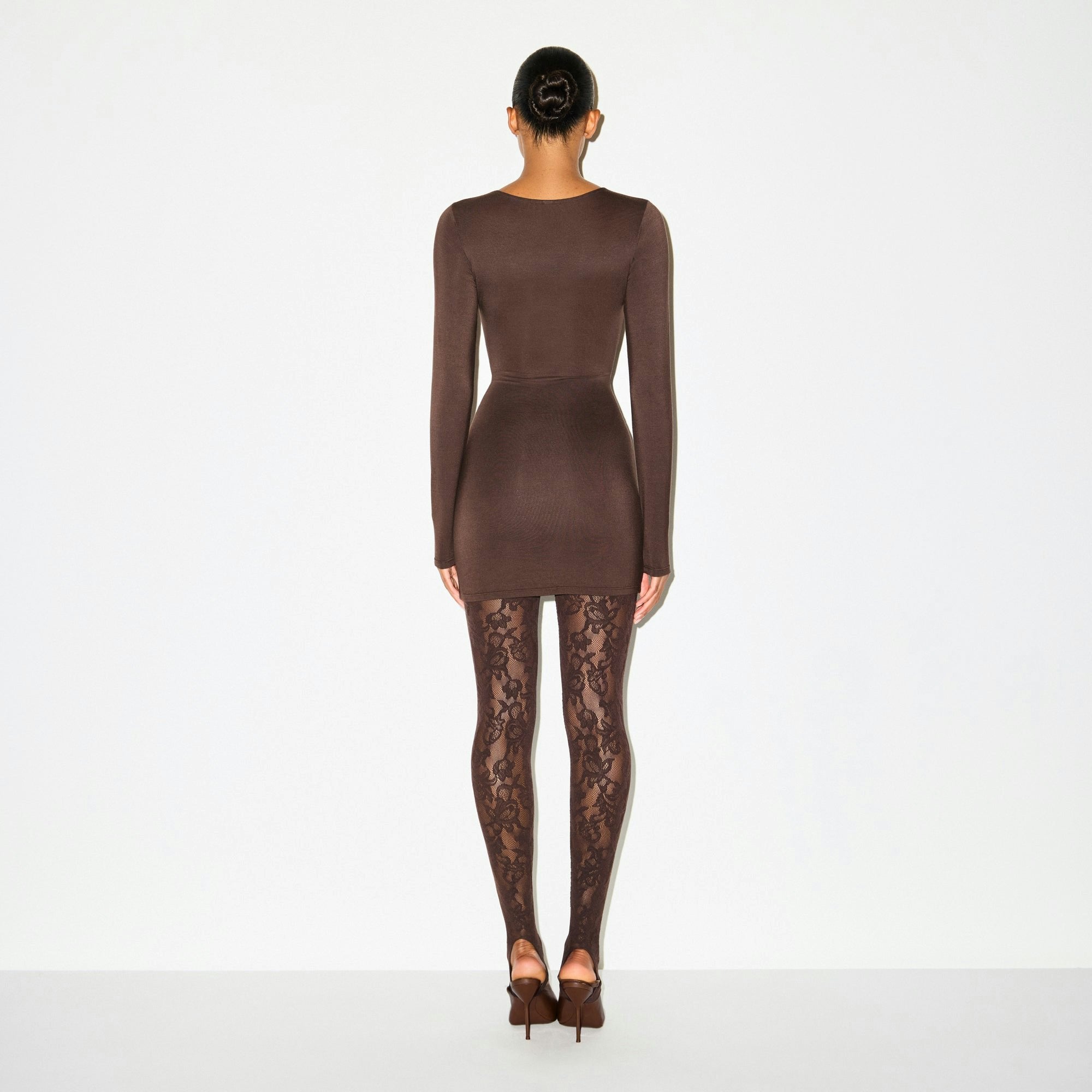 Skims Smooth Layers Crewneck Mini Dress Espresso