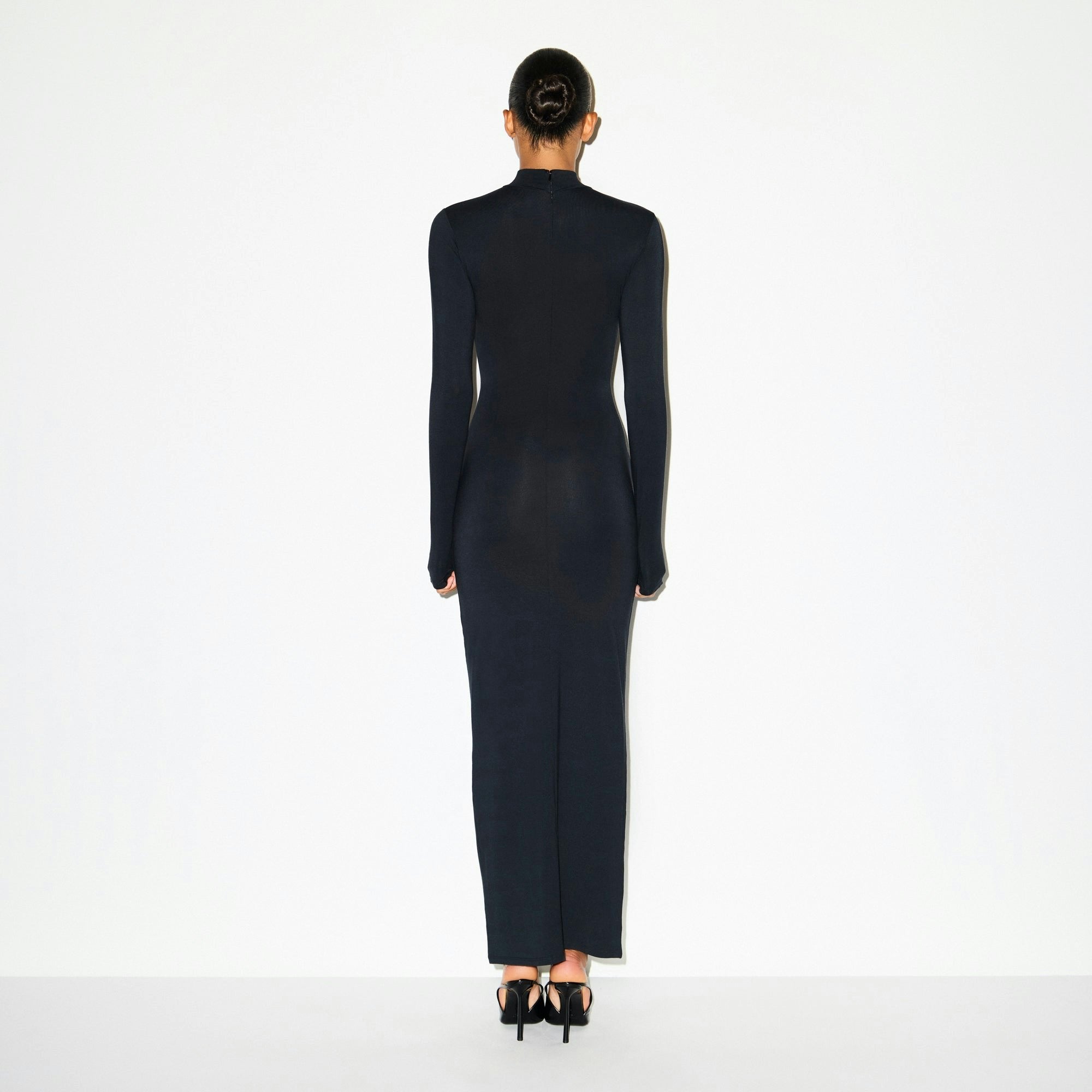 Skims Smooth Layers Turtleneck Long Dress Obsidian