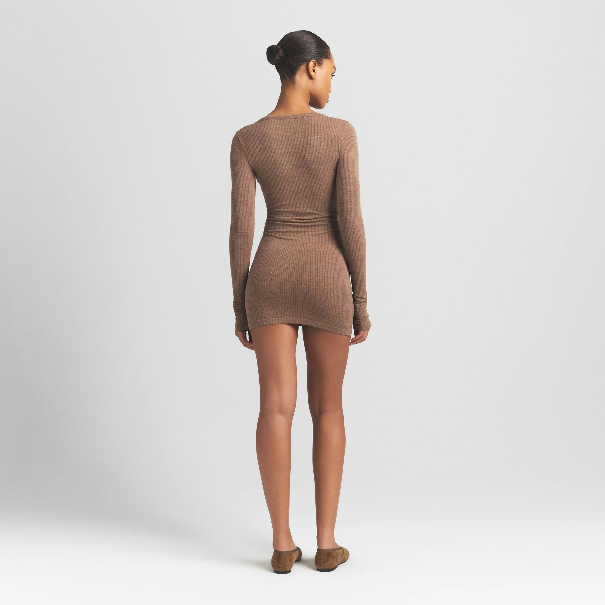 Skims Wool Rib Henley Dress Sienna