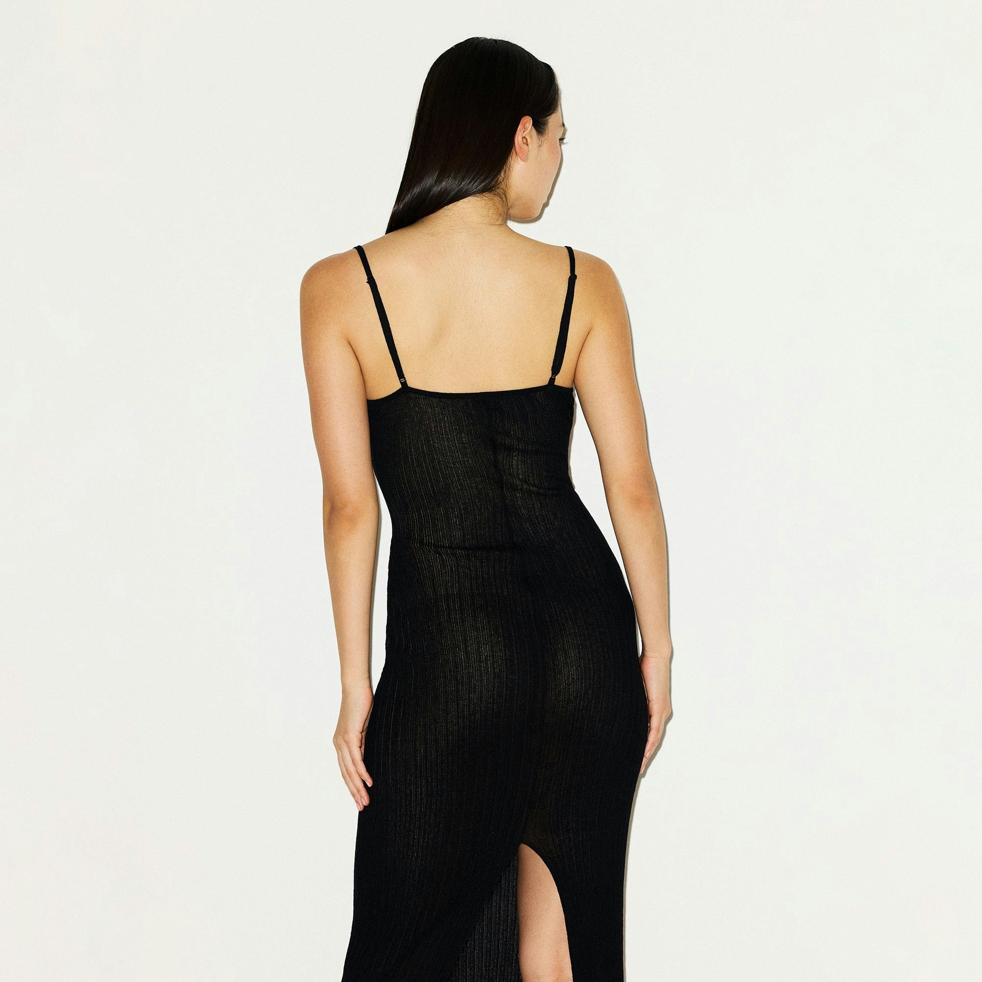 SHEER KNIT LONG CAMI DRESS