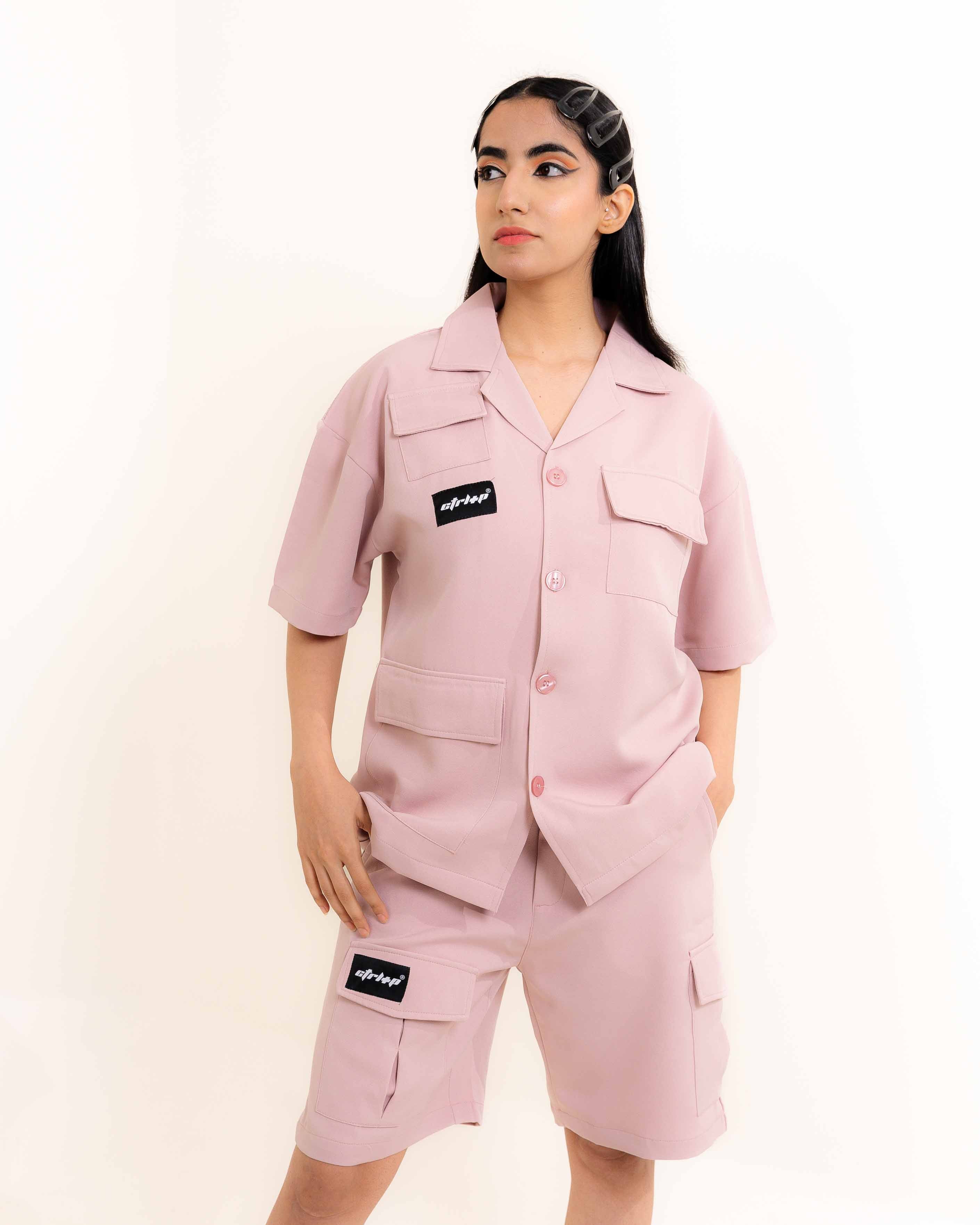 ASYM POCKET PINK SHORTS