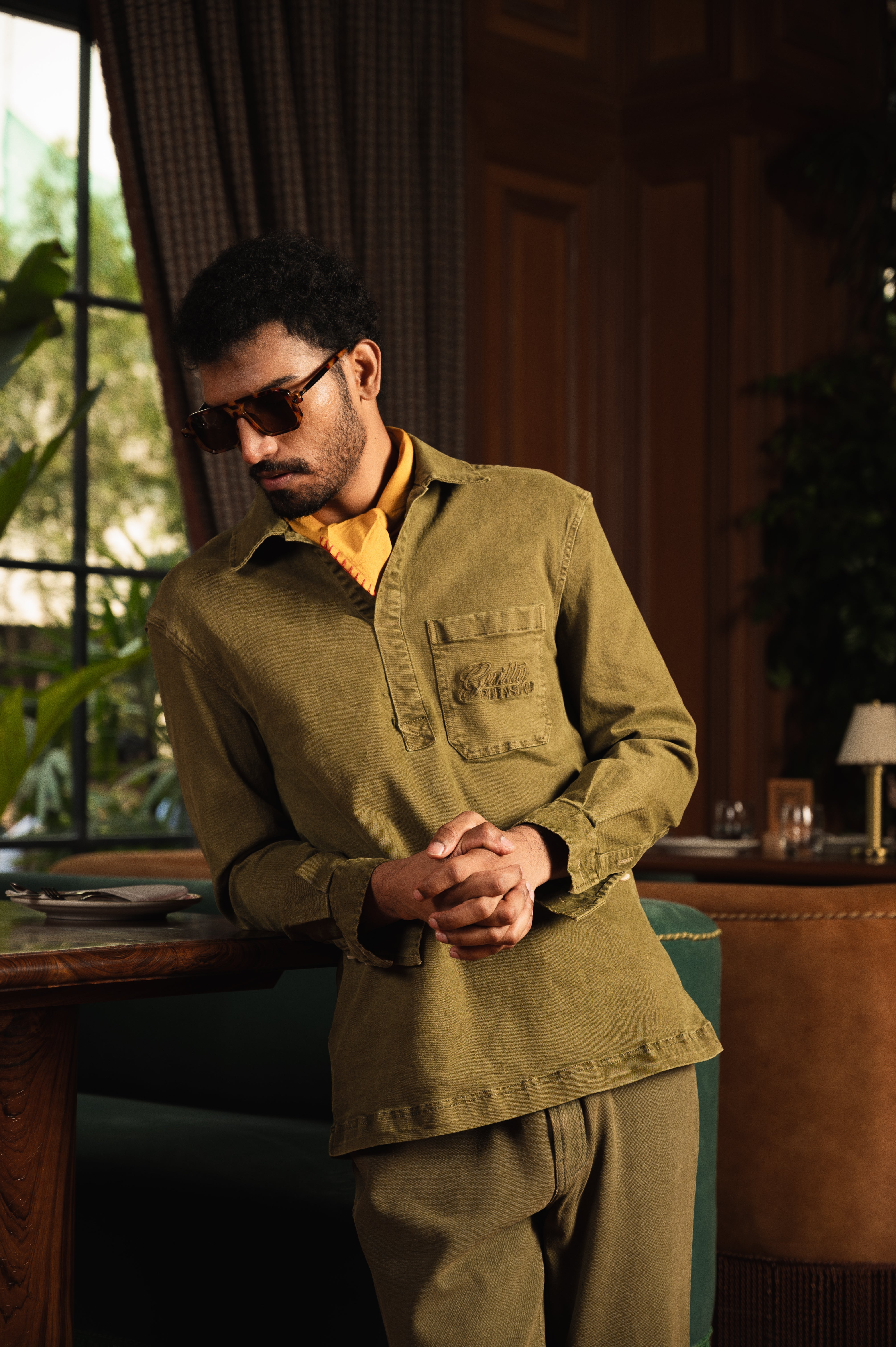 Guilty Pleasure Denim Pullover In Green