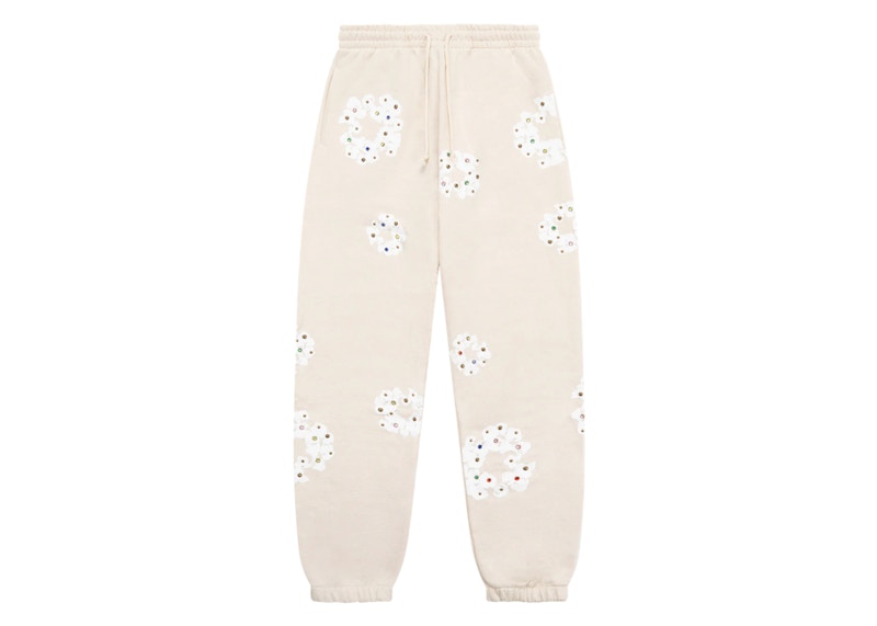 Denim Tears Rhinestone Cotton Wreath Sweatpants Oatmeal