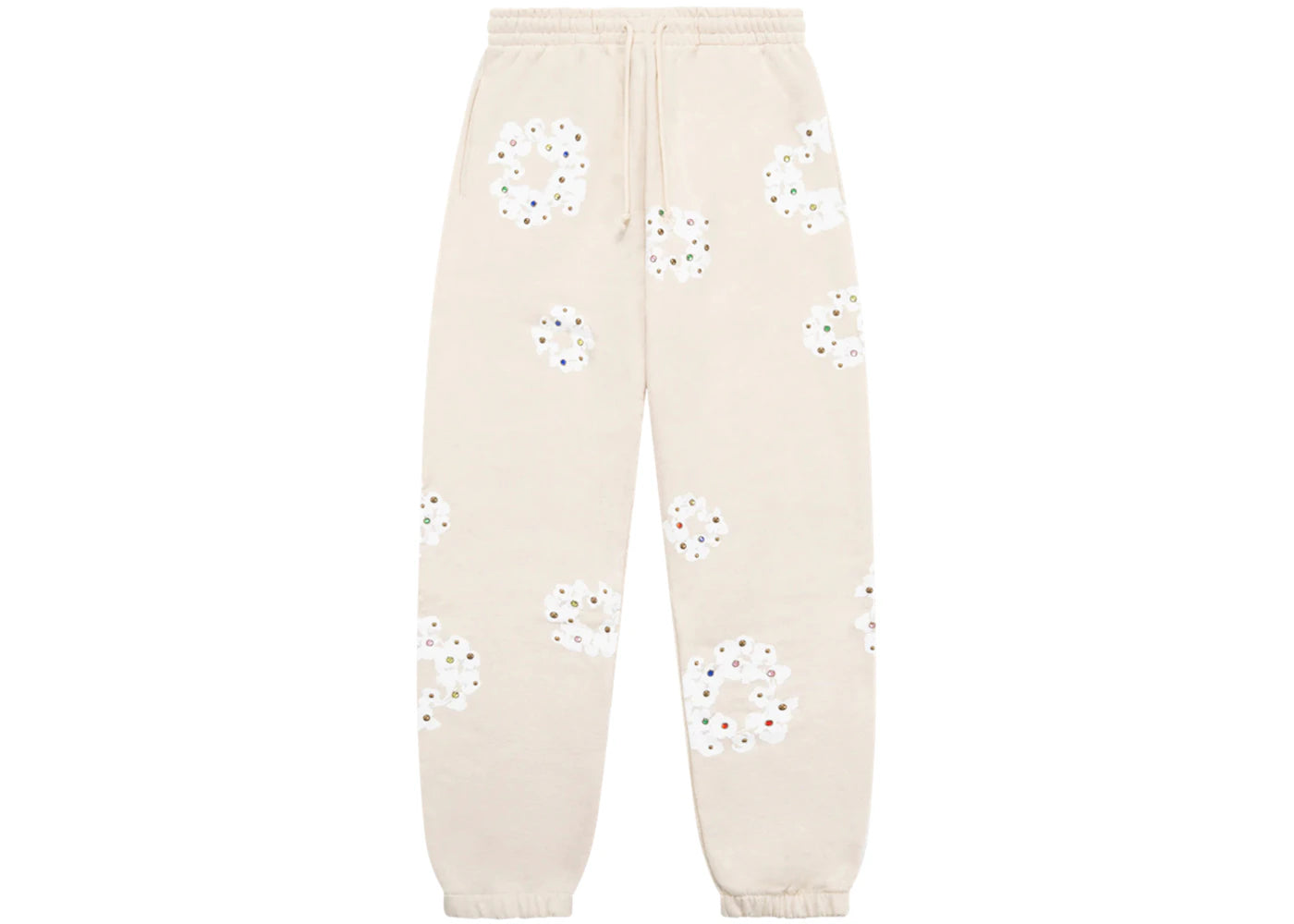 denim tears rhinestone cotton wreath sweatpants oatmeal