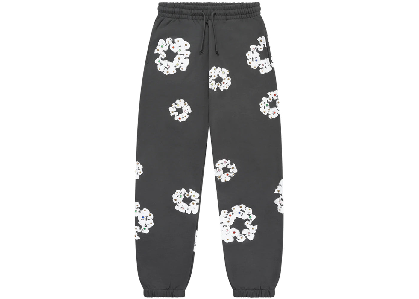 denim tears rhinestone cotton wreath sweatpants vintage black