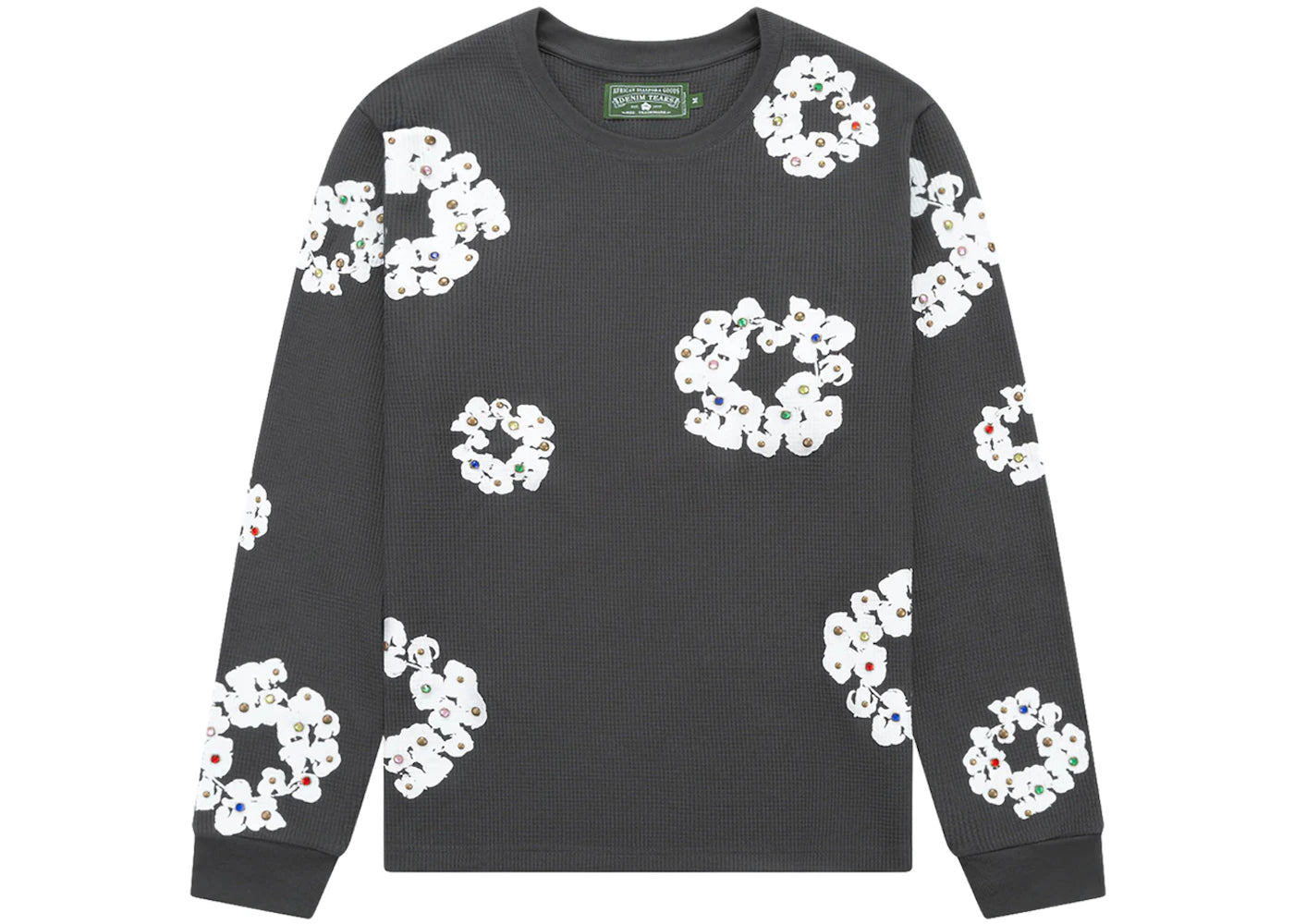 denim tears rhinestone cotton wreath thermal vintage black