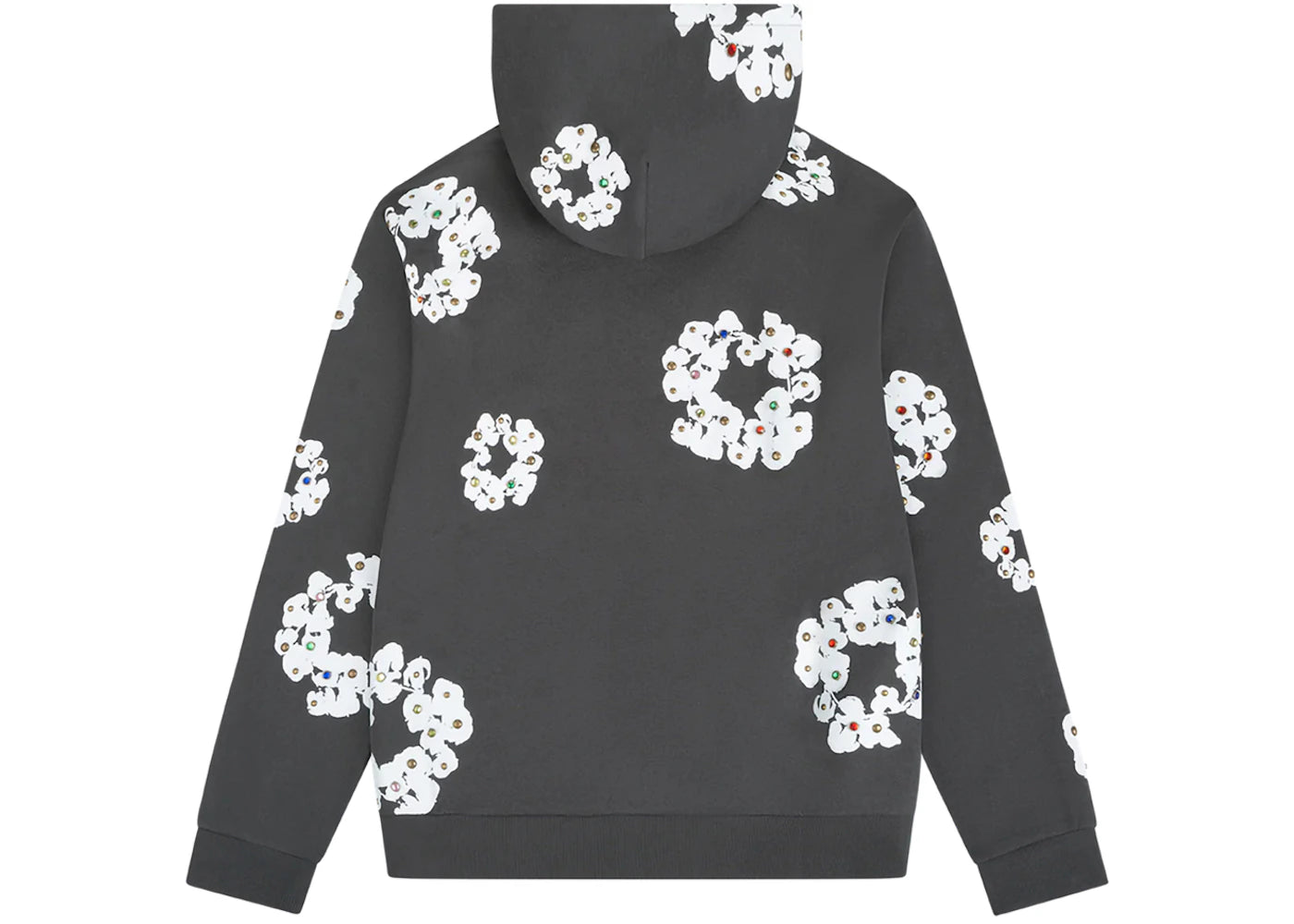 denim tears rhinestone cotton wreath zip hoodie vintage black