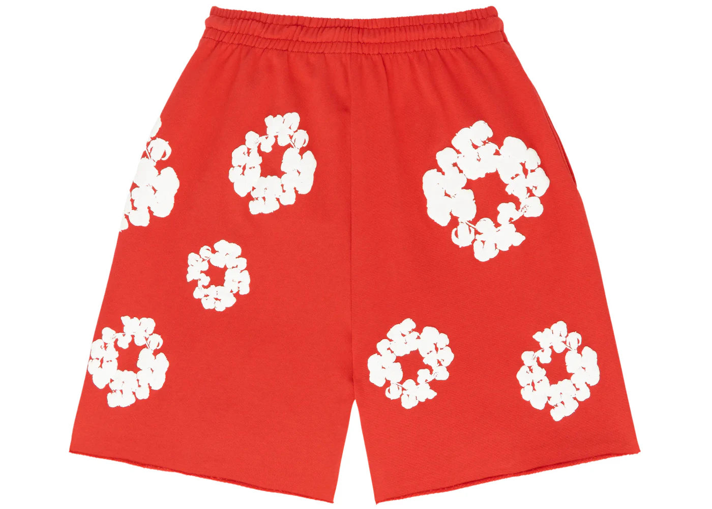 denim tears the cotton wreath shorts red