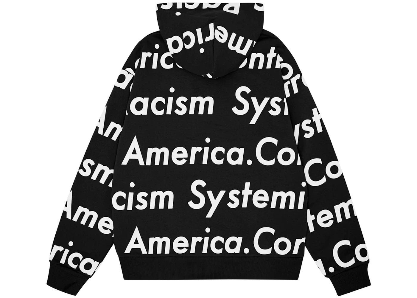 denim tears x arthur raja systemic racism controls america zip up hoodie black