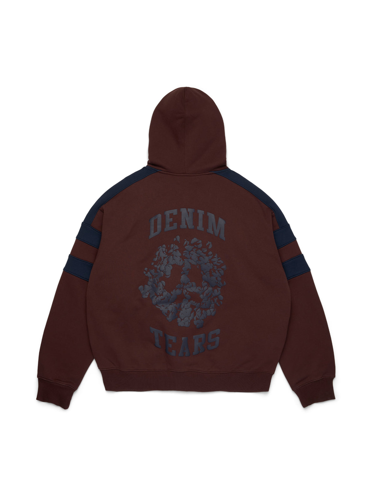 Denim U Paneled Zip Hoodie Brown