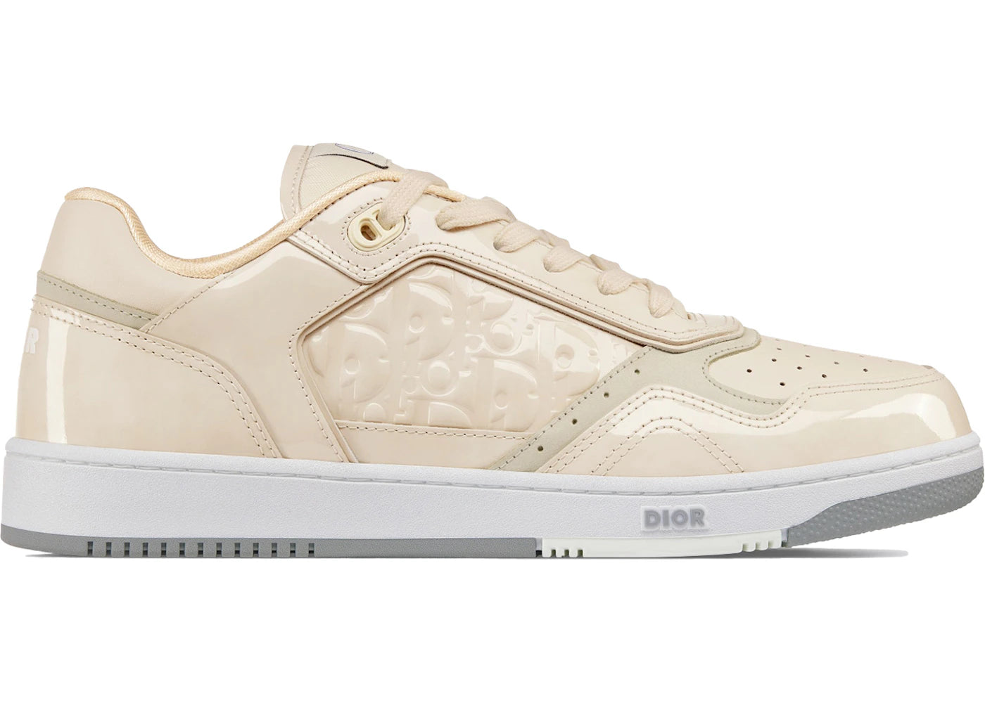 dior b27 low cream patent dior oblique gravity embbossed