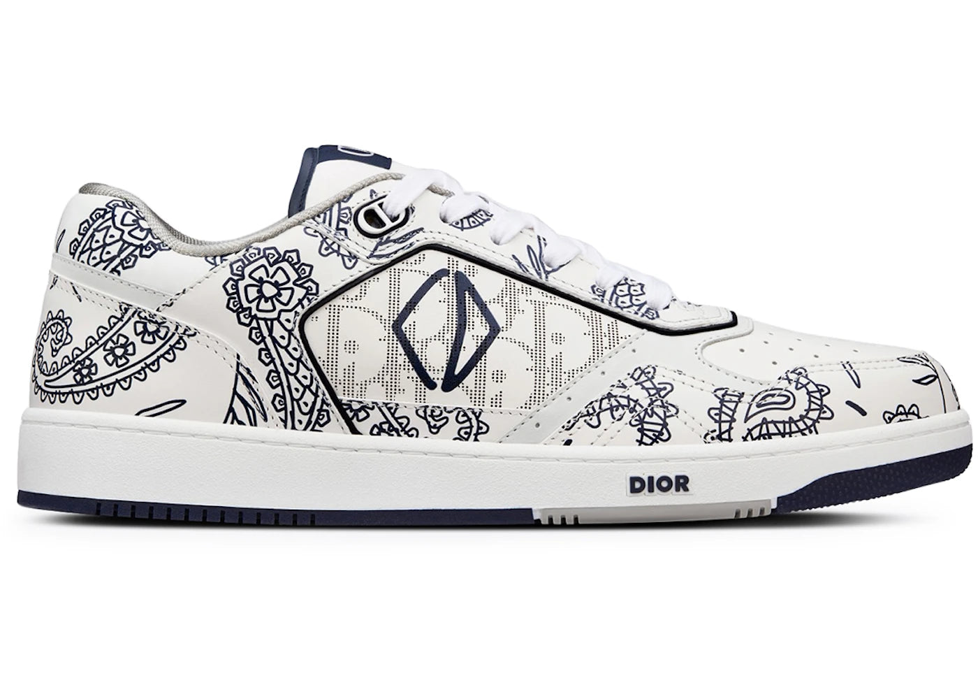Dior B27 Low White Navy Blue Cd Paisley White Dior Oblique