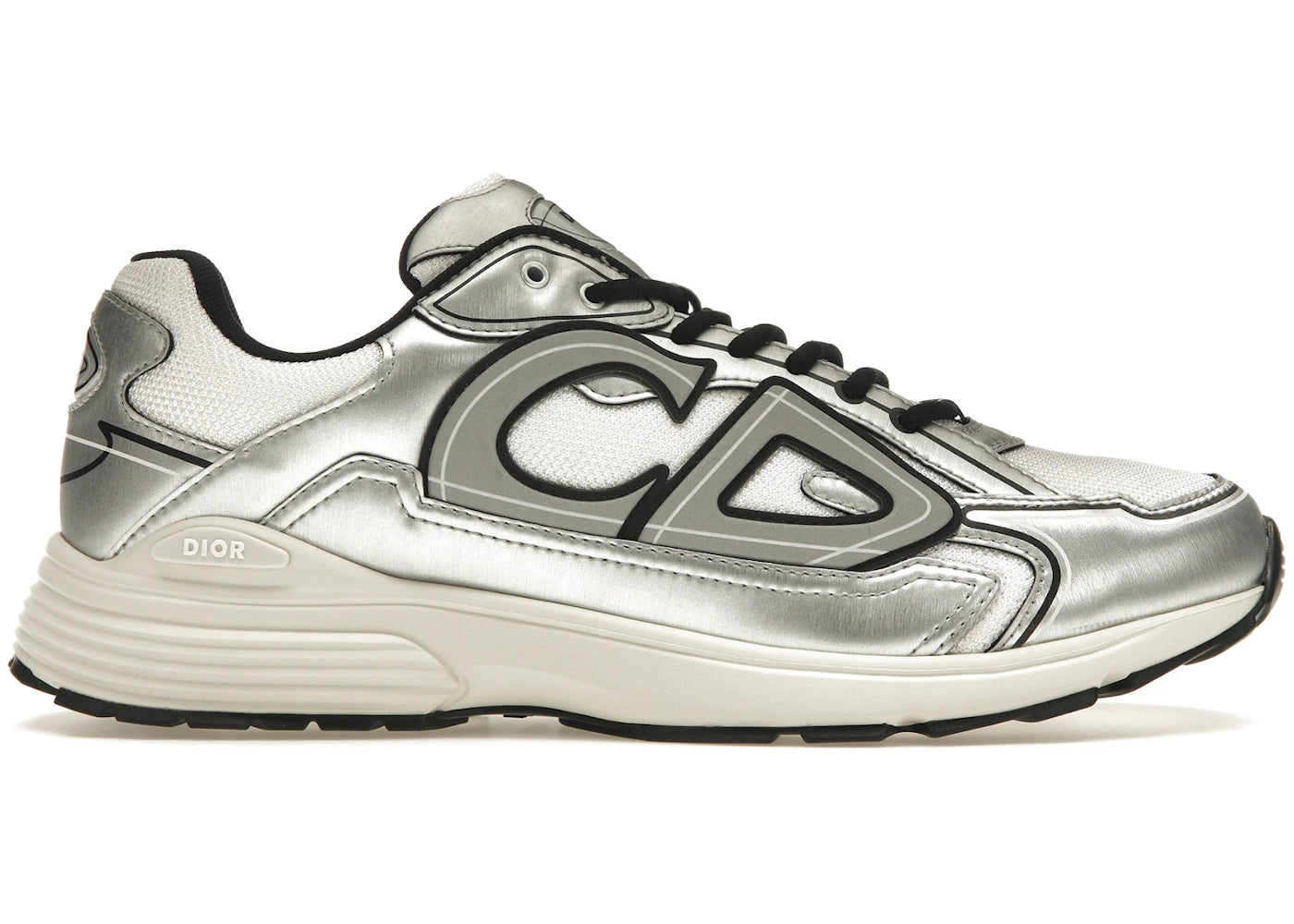 dior b30 white mesh silver-tone metallic calfskin