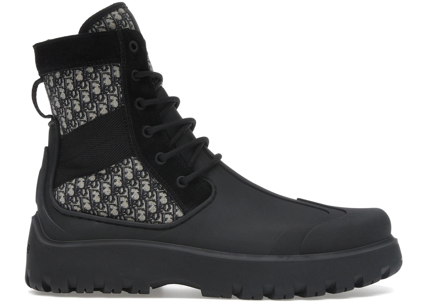 Dior Garden Lace Up Ankle Boots Black Rubber
