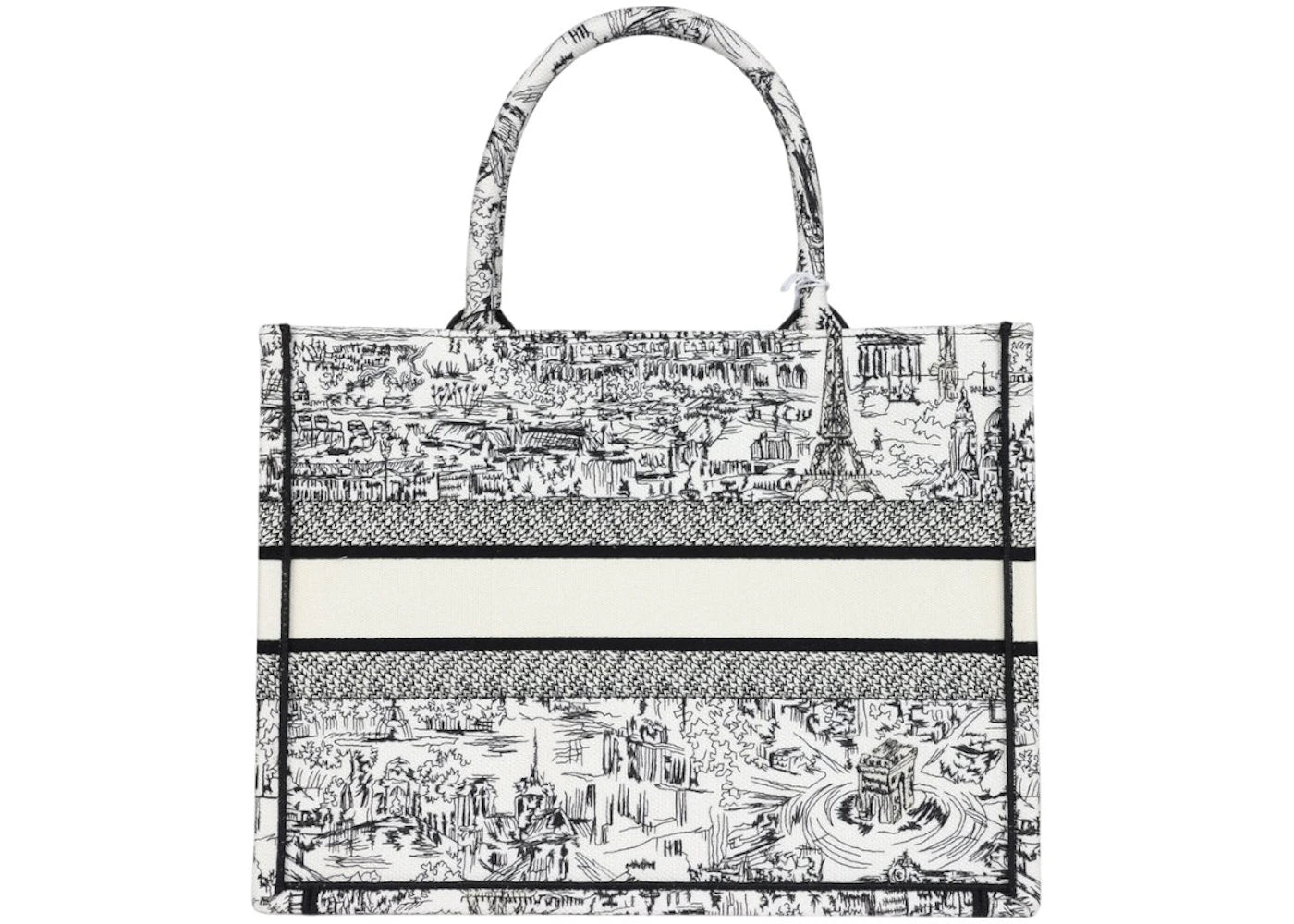 Dior Paris All Over Medium Book Tote White/Black