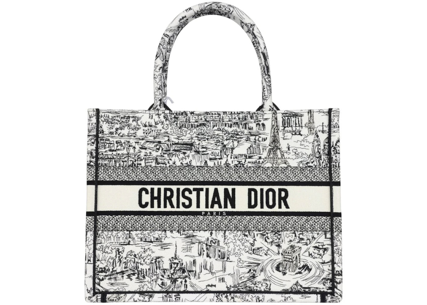 Dior "Paris All Over" Medium Book Tote White/Black