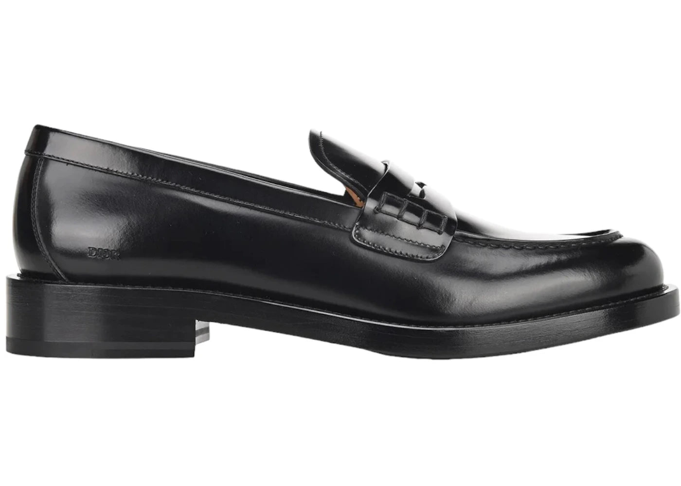 dior polished loafer black leather