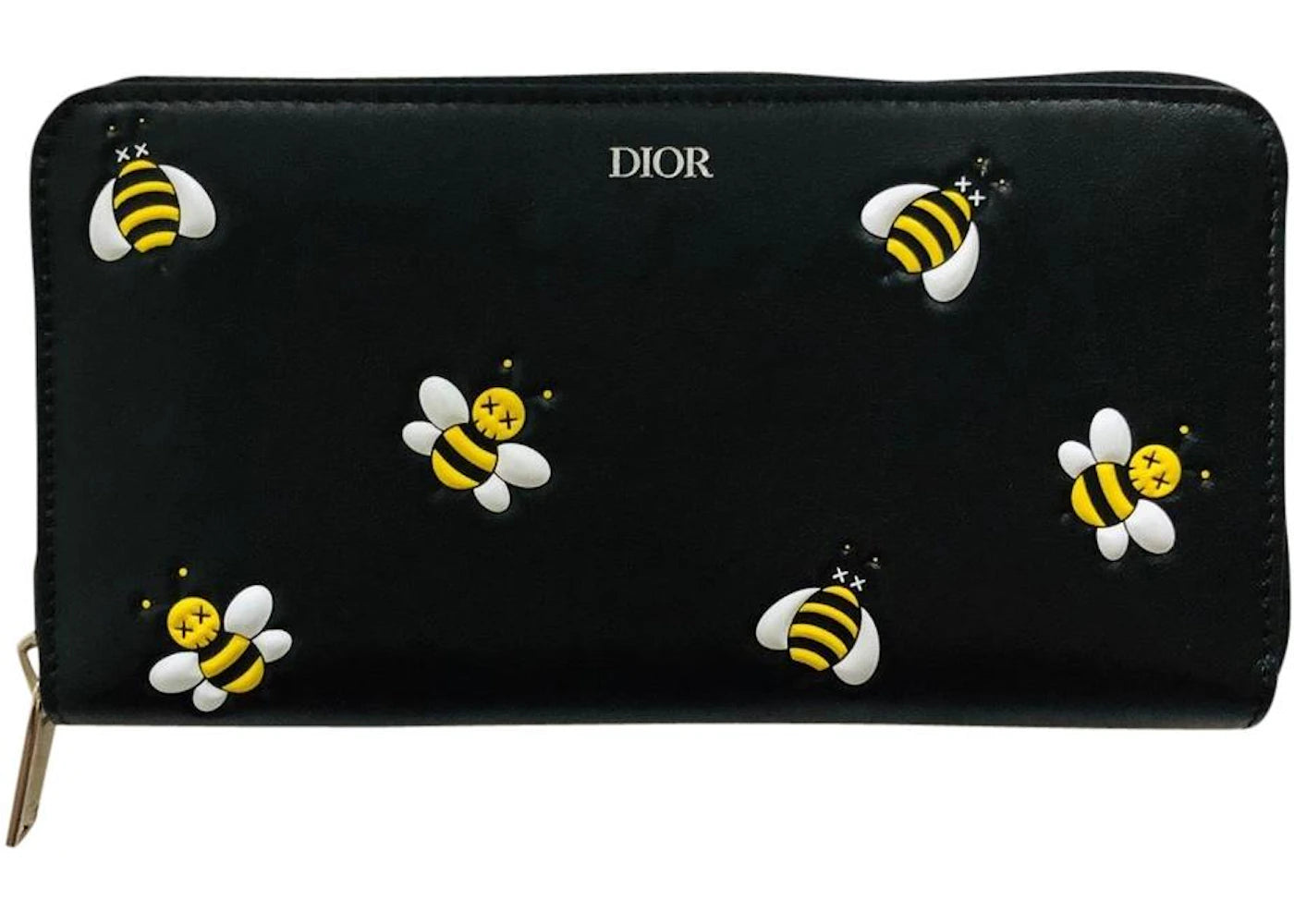 Leather Dior Kaws Wallet Dior X Kaws Black Leather Bee Bifold Wallet