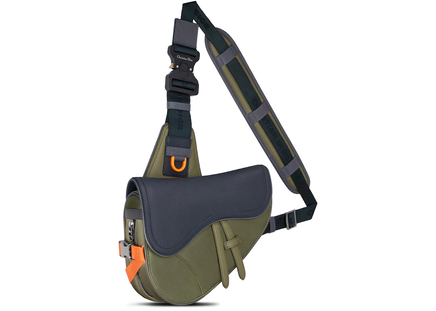 Dior X Sacai Saddle Bag Olive/Navy Blue