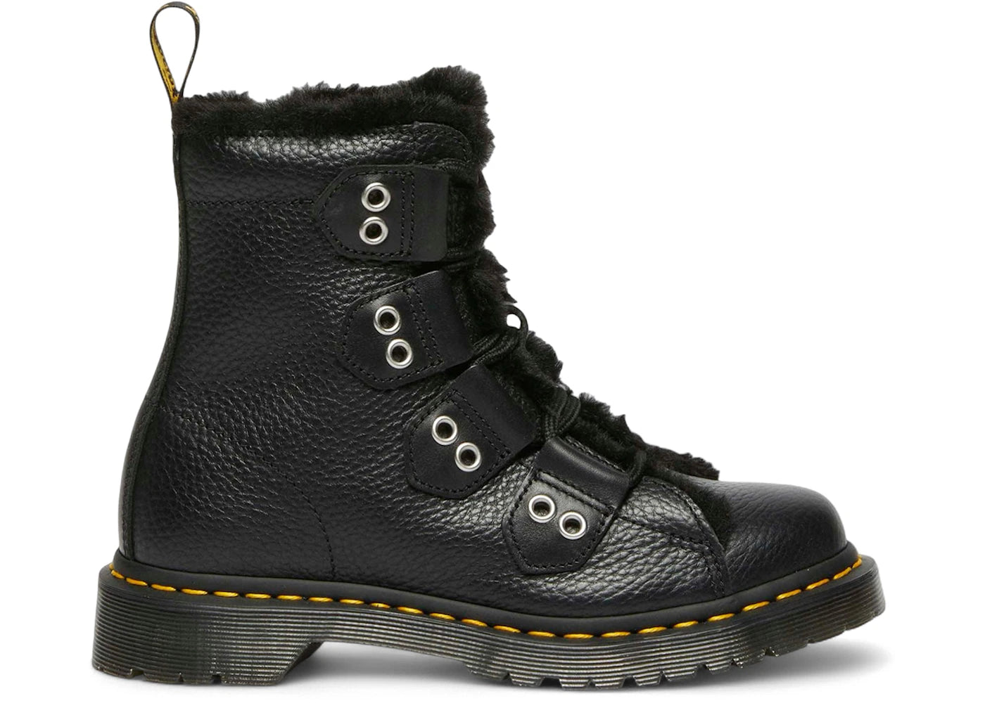 Dr. Martens 1460 Faux Fur Lined Leather Lace Up Boots Black (Women'S)