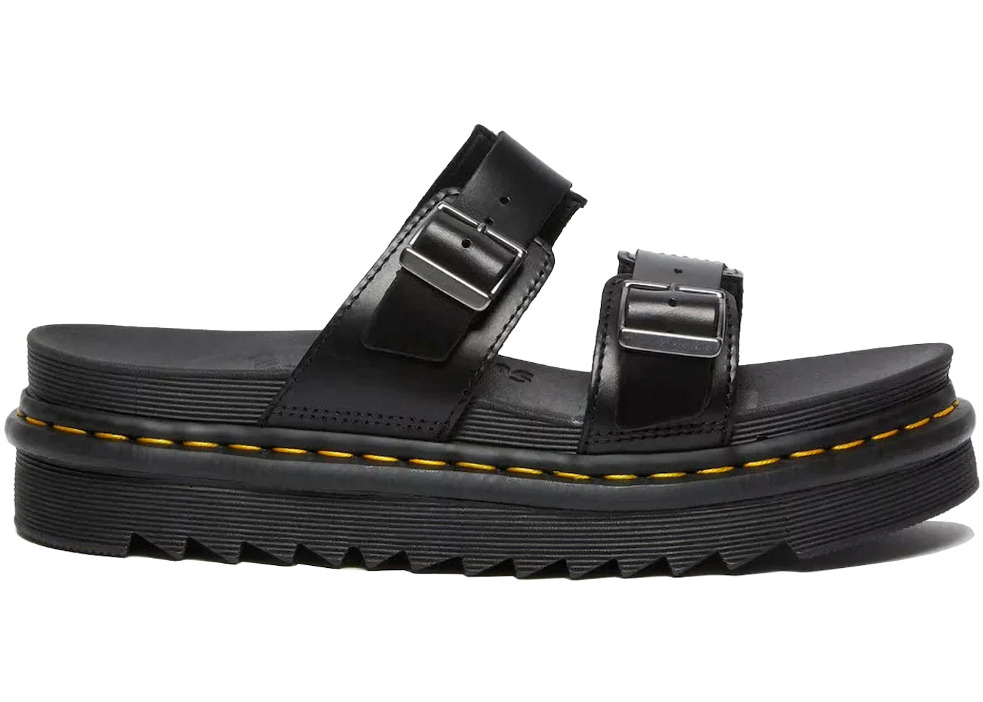 Dr. Martens Myles Brando Leather Buckle Slide Sandal Black