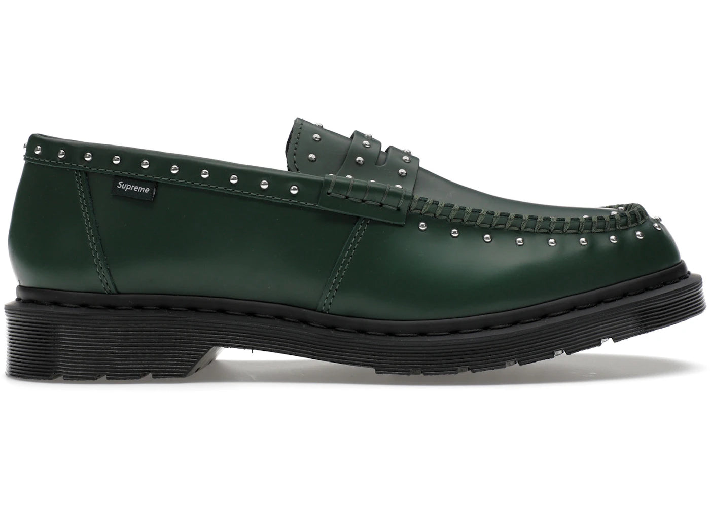 dr. martens studded penton loafer supreme green
