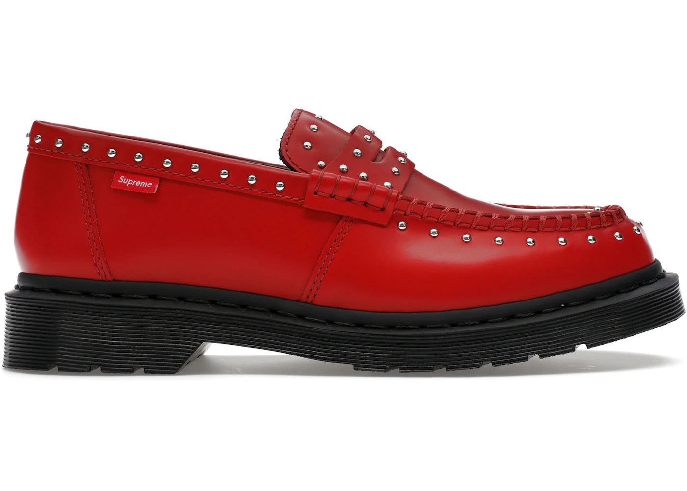 dr. martens studded penton loafer supreme red