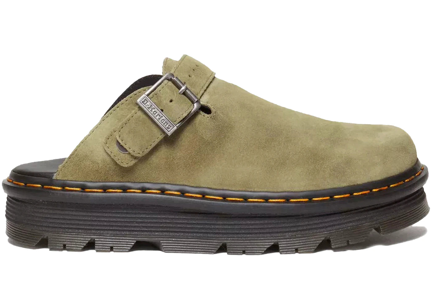 Dr. Martens Zebzag Suede Slingback Platform Mule Muted Olive