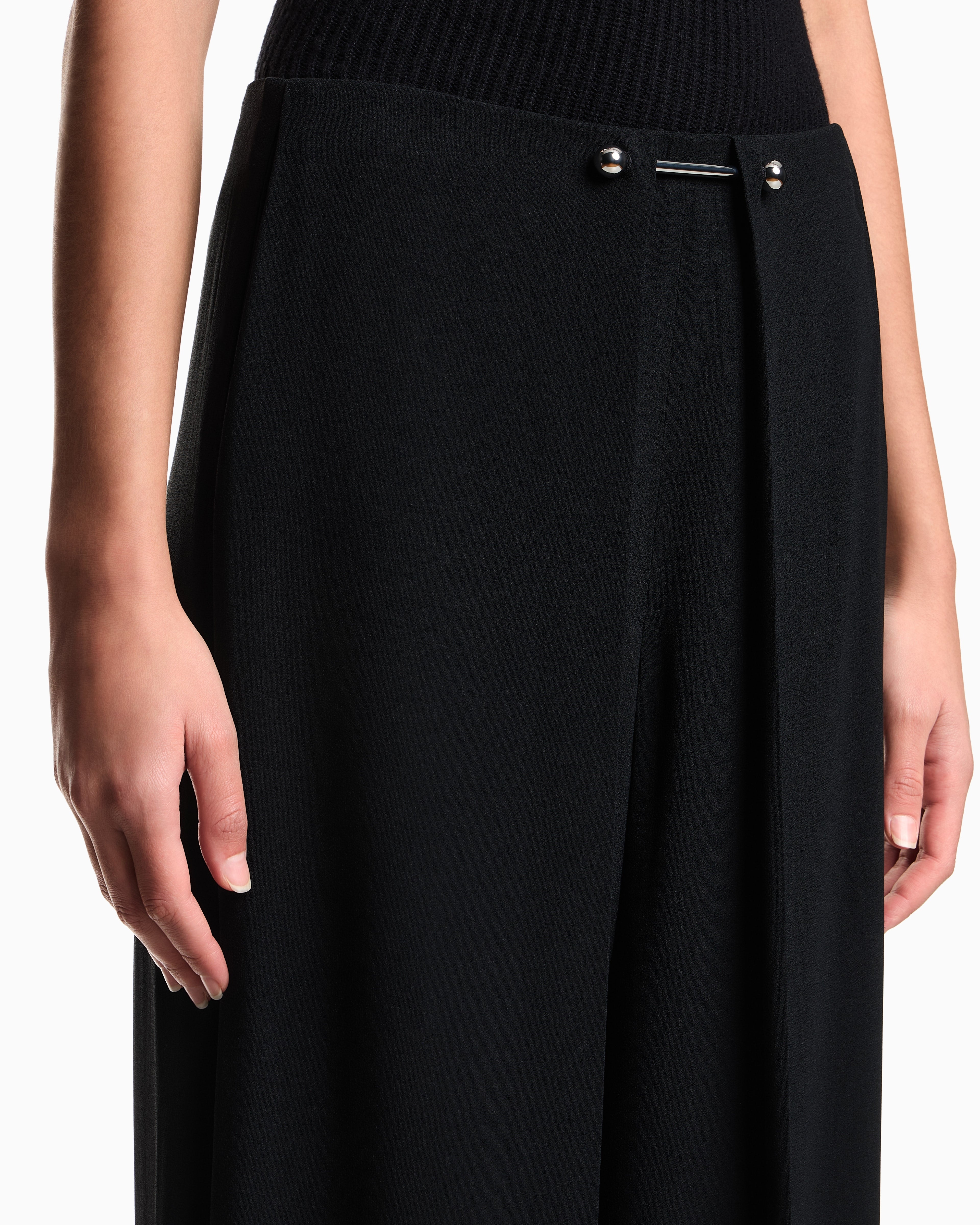 Emporio Armani Trousers with piercing closure in wide-leg satin