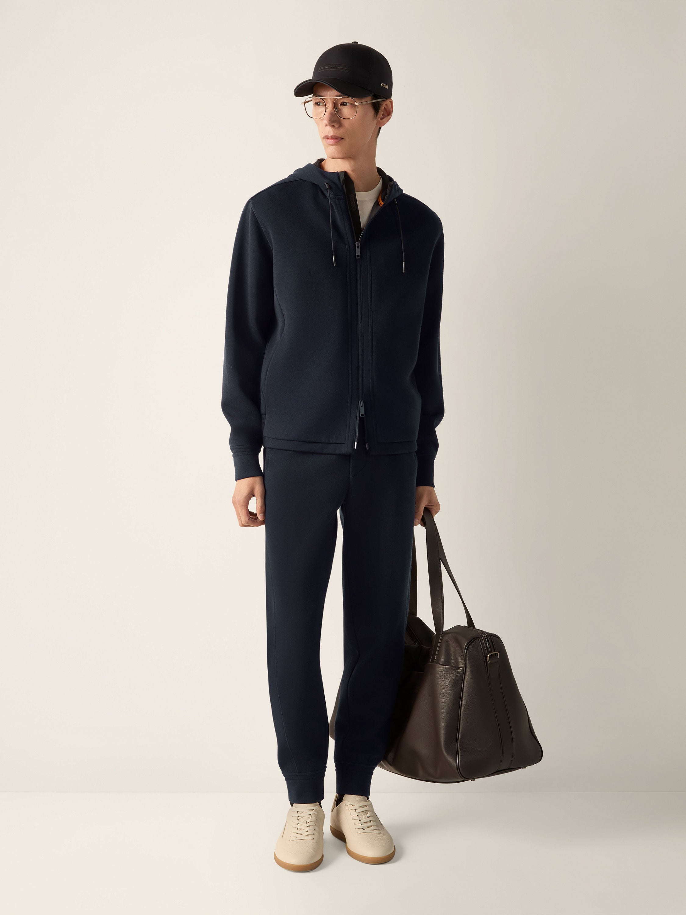 Zegna Navy Blue High Performance Wool Blend Joggers
