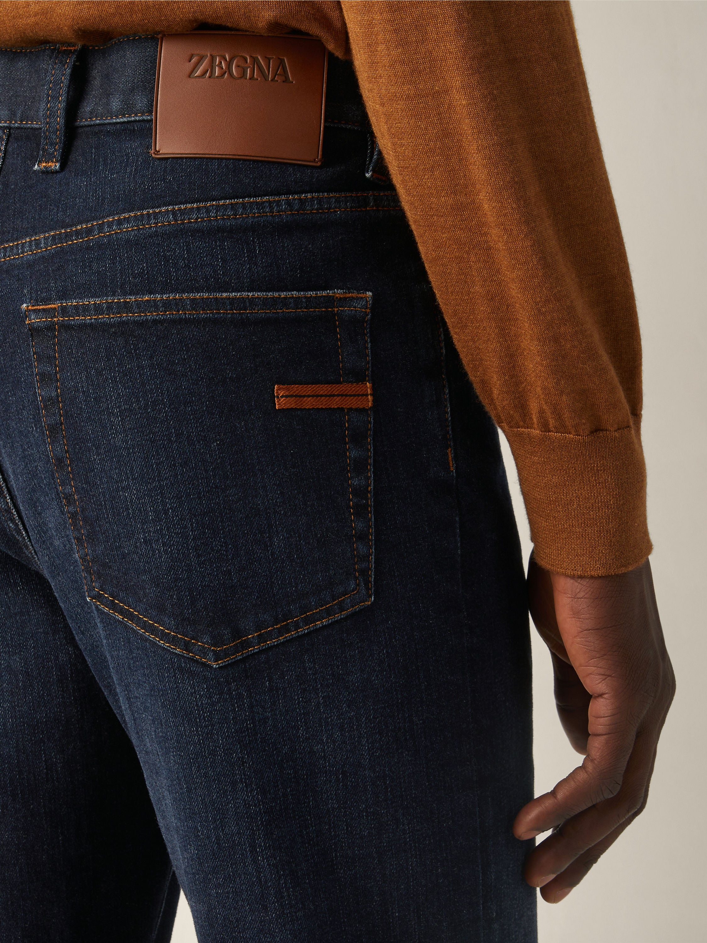 Zegna Dark Blue Rinse-Washed Stretch Cotton Roccia Jeans
