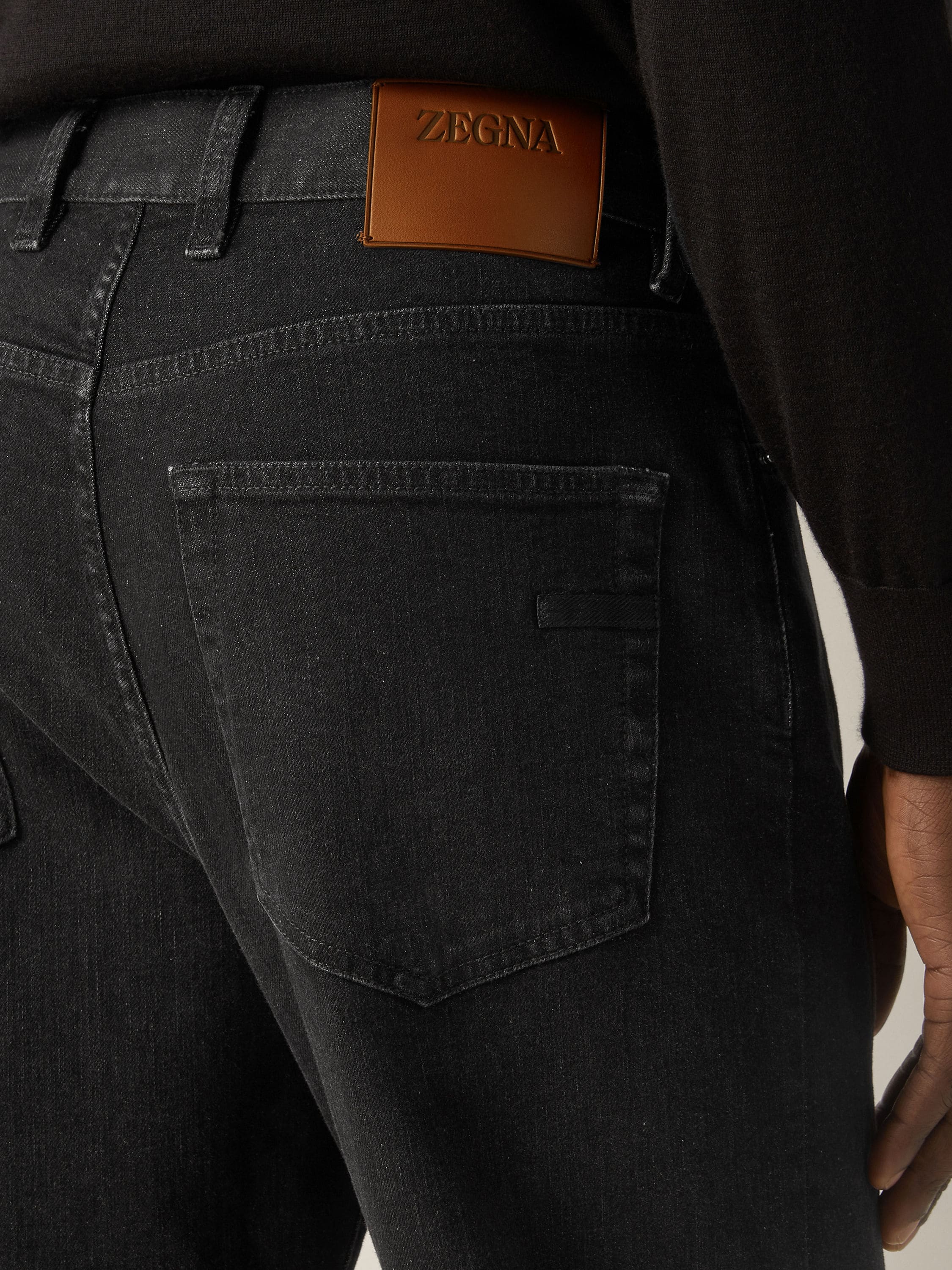 Zegna Dark Grey Stone-Washed Stretch Cotton Roccia Jeans
