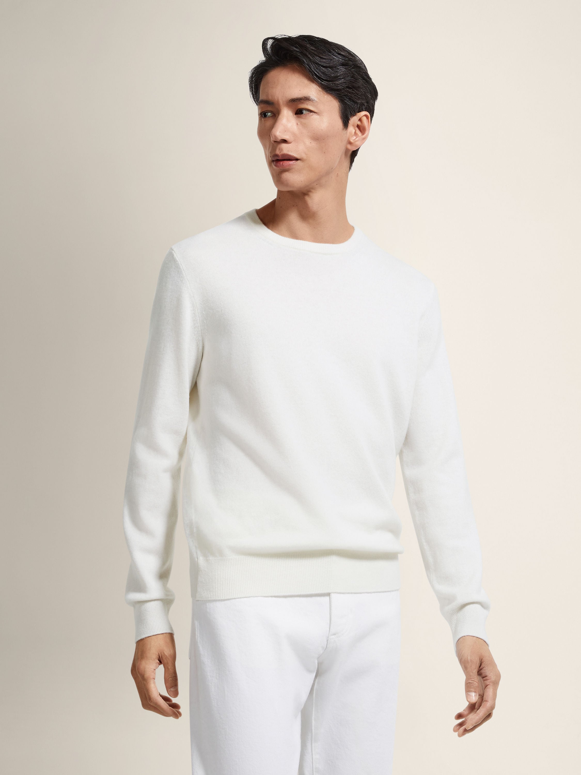 Zegna White Mlange Oasi Cashmere Crewneck