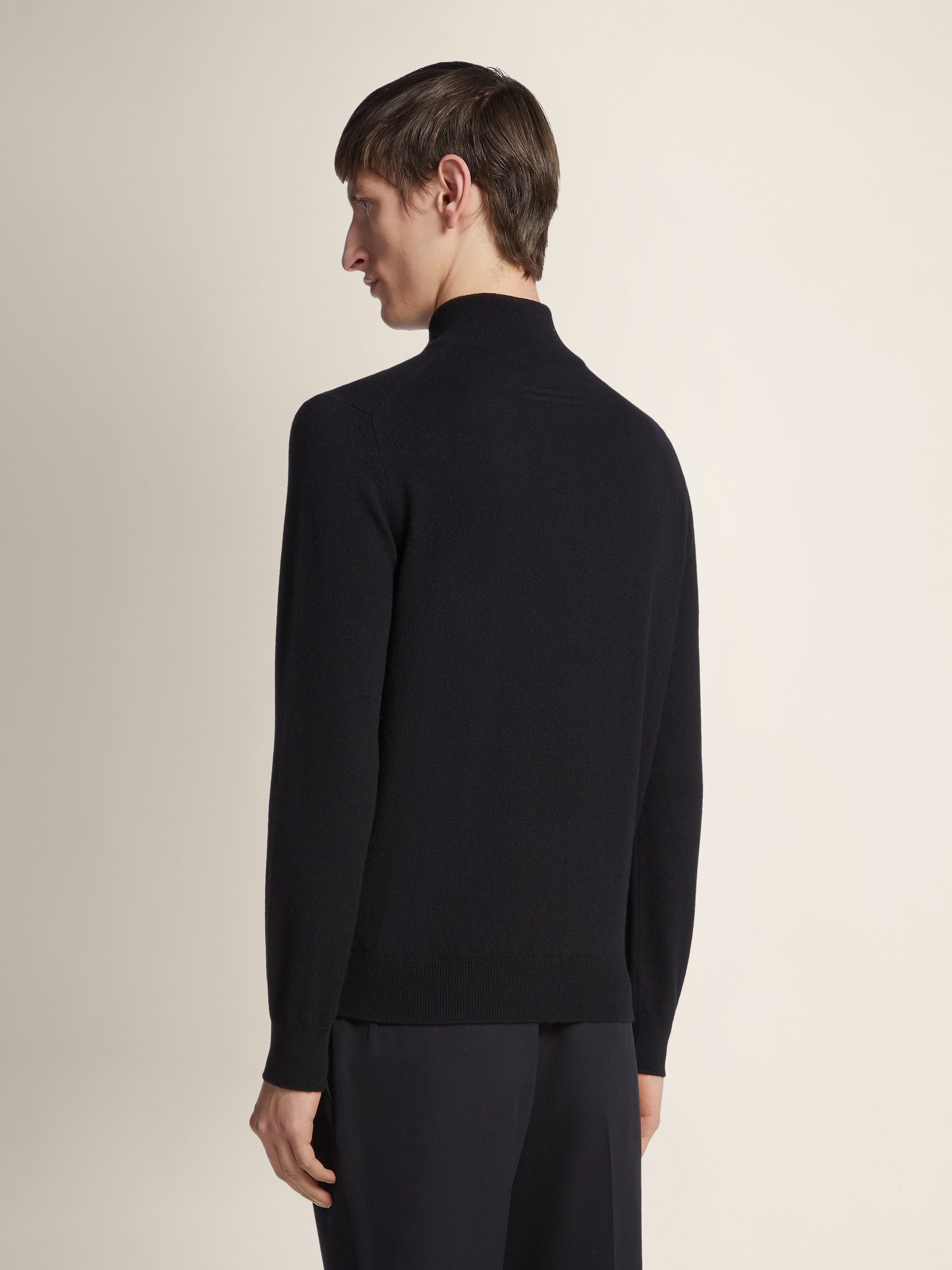 Zegna Black Oasi Cashmere Zip Mock Neck Sweater