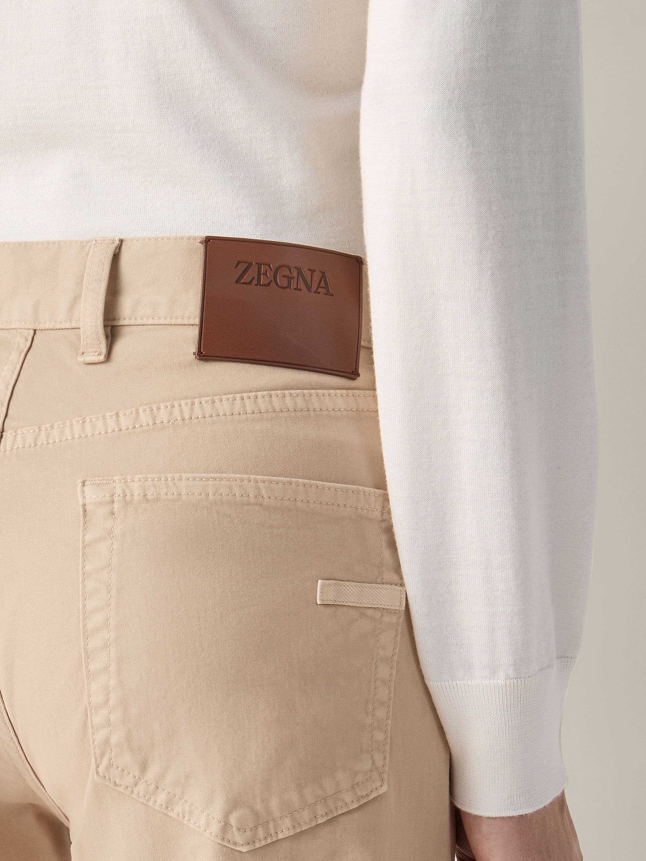 Zegna Light Beige Stretch Cotton Roccia Pants