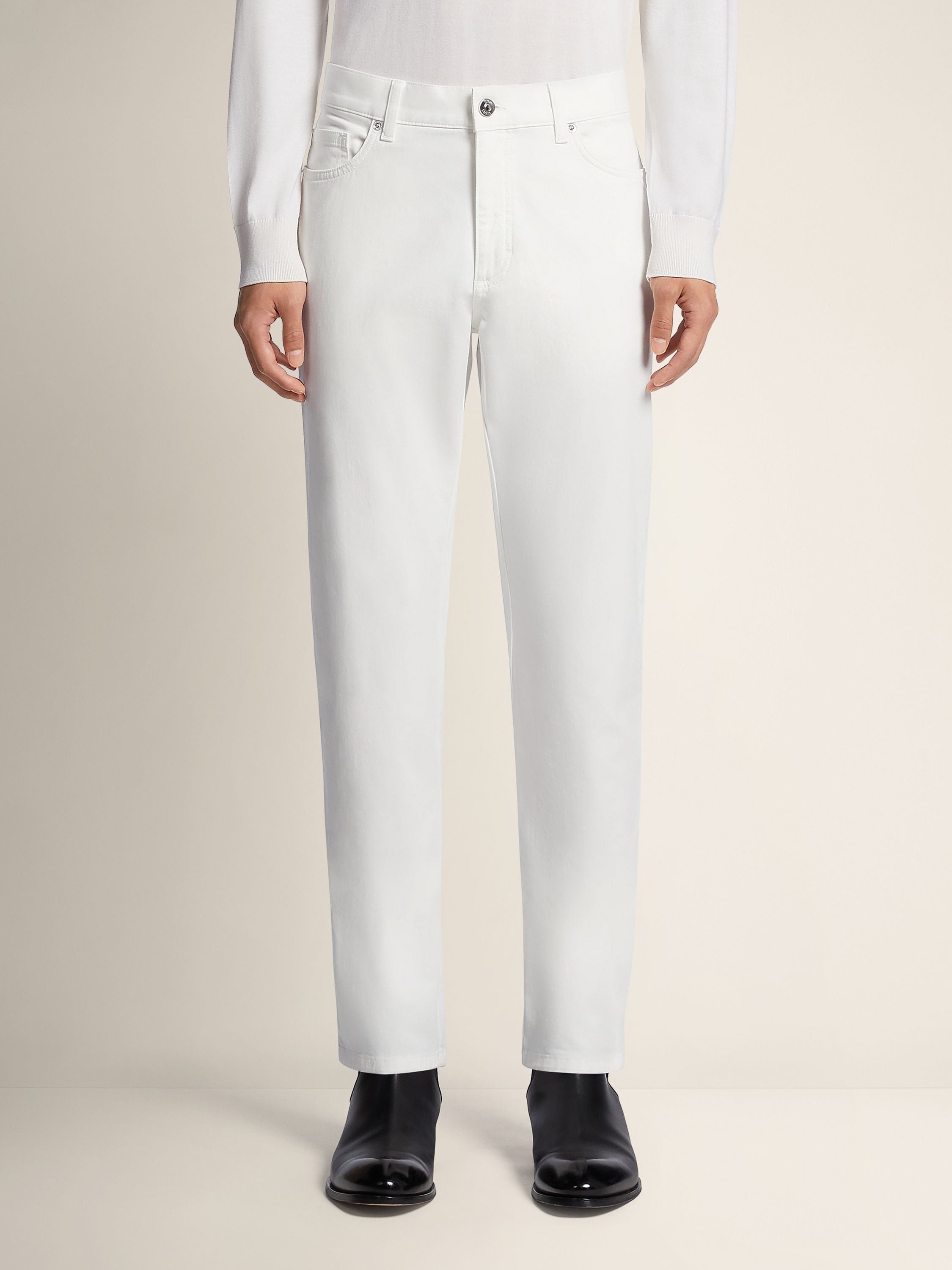 Zegna White Stretch Cotton Roccia Jeans