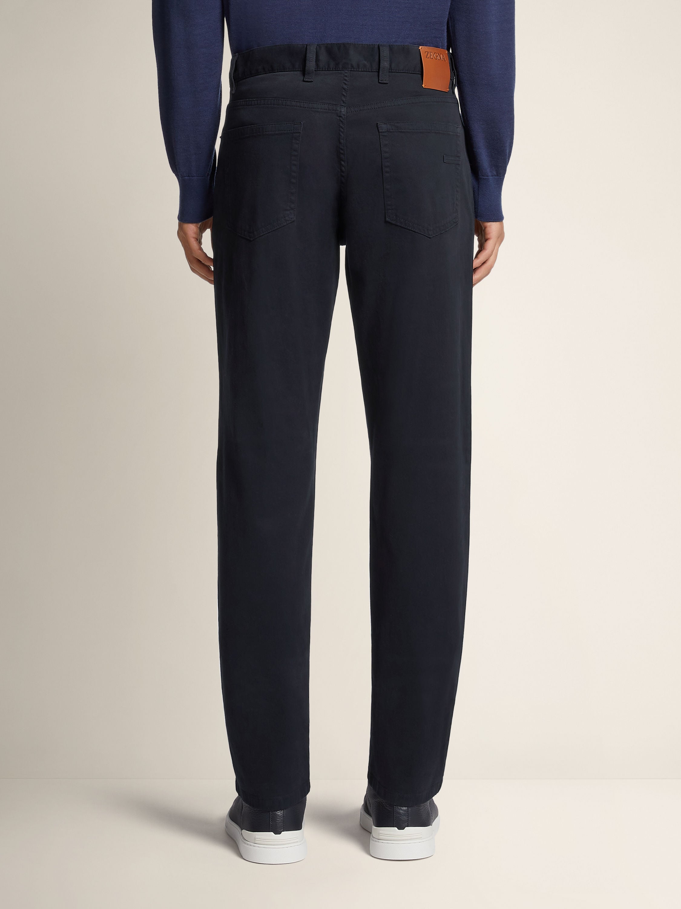 Zegna Navy Blue Stretch Cotton Roccia Jeans