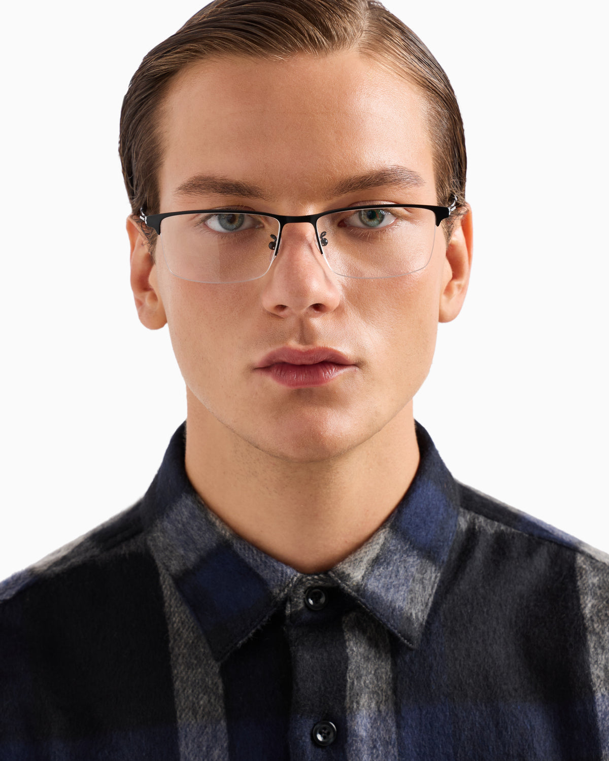 Emporio Armani Men’s Asian-fit rectangular frame