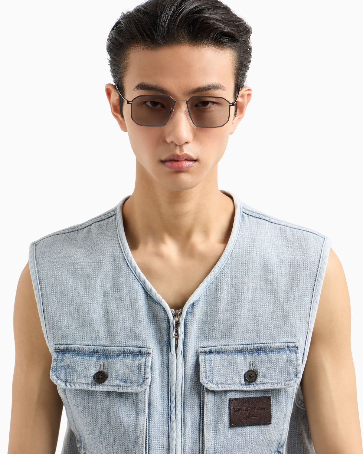 Emporio Armani Men’s irregular-shaped Asian fit sunglasses