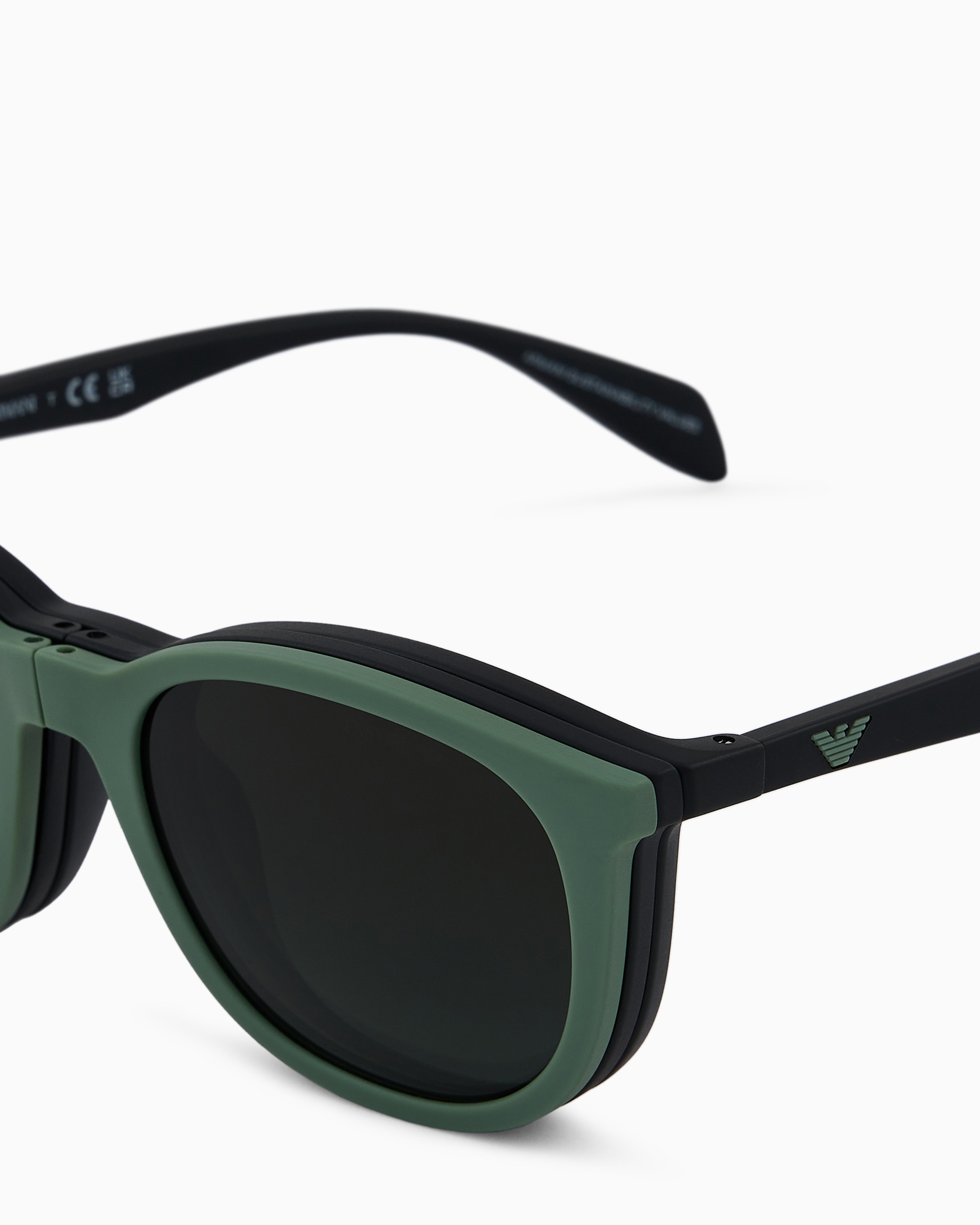 Emporio Armani Men’s panto sunglasses with interchangeable lenses
